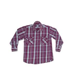 Burry Lane Button Down Flannel Shirt Mens Size XL Red White Plaid Heavy